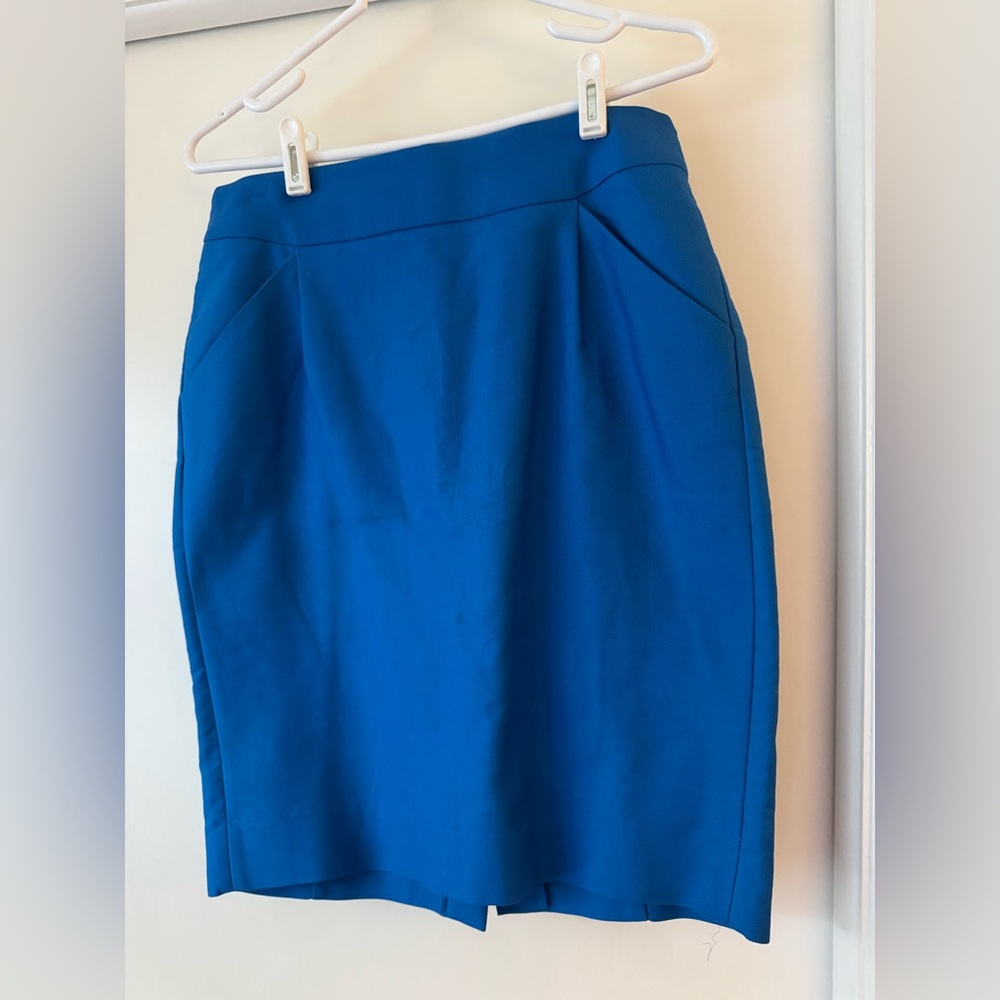 J. Crew Pencil Skirt in Blue with Red Trim